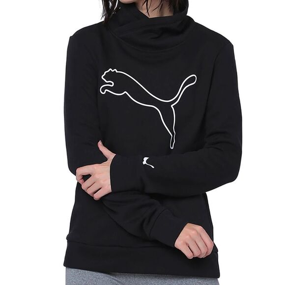 Puma Black & White Printed Sweatshirt Cowl Neck Pullover Women’s Size Medium - Picture 1 of 11
